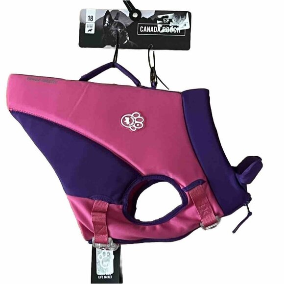 Canada Pooch Canine Size 18 High Tide Life Jacket Pink Purple 25 - 33  Pounds - Picture 1 of 7